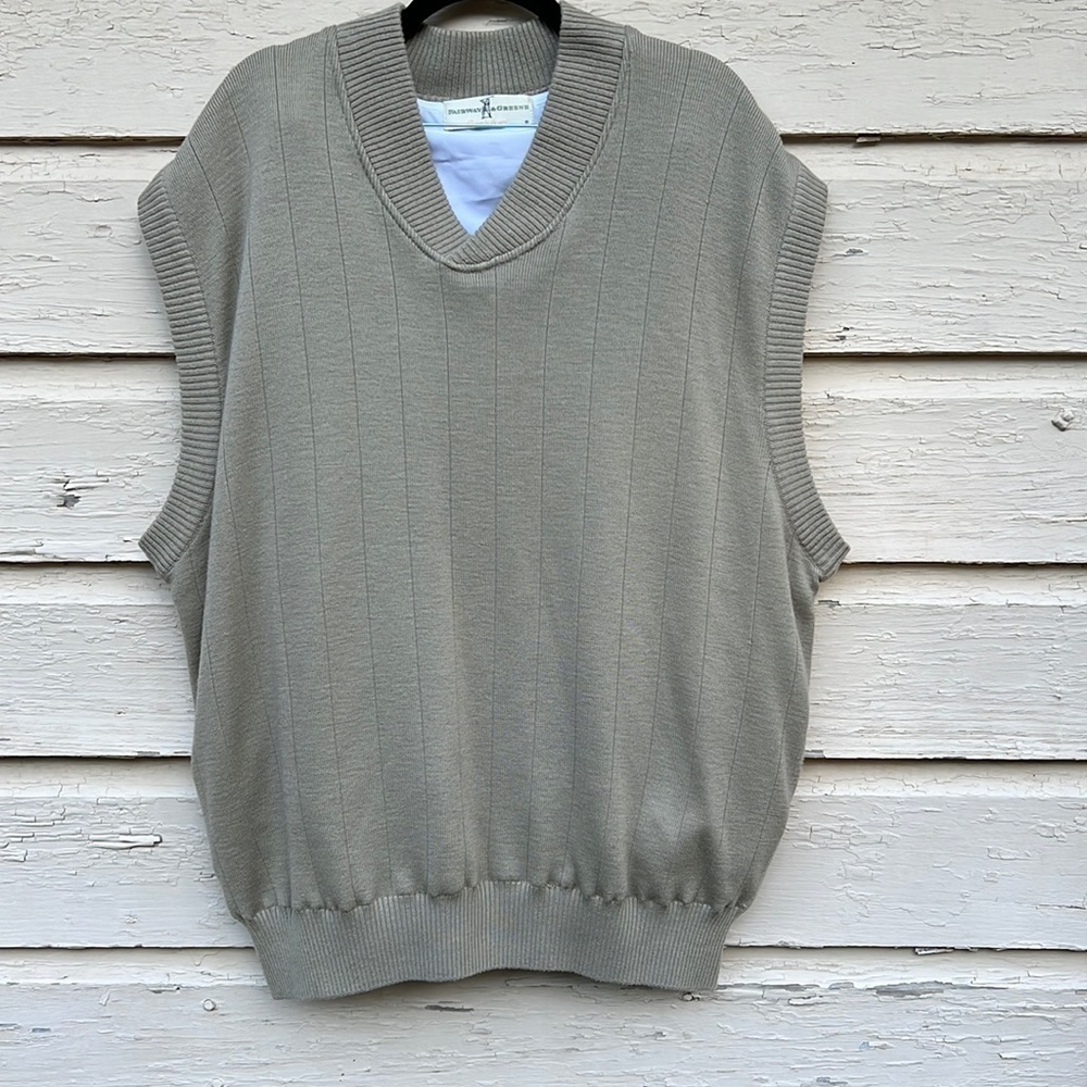 Vintage Men’s Fairway & Green Golf Merino Wool Ribbed Sweater Vest XL H9